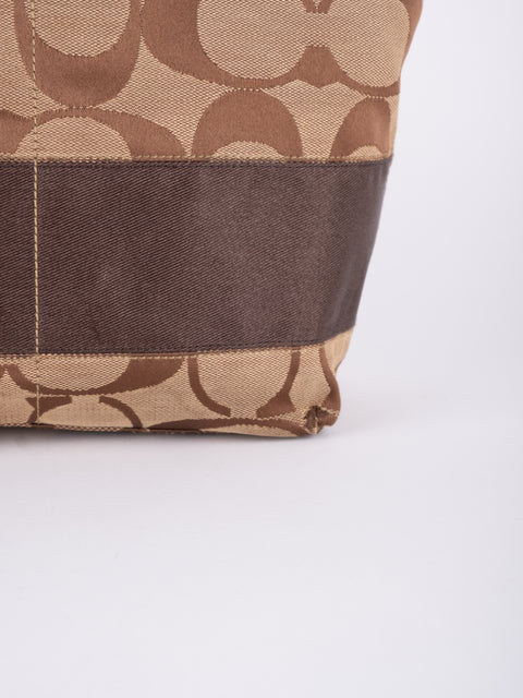 COACH Vintage Signature Brown Trim Tote Bag