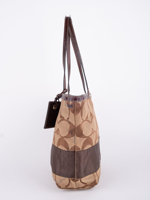 COACH Vintage Signature Brown Trim Tote Bag
