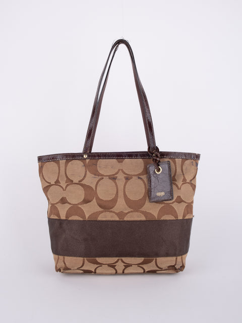 COACH Vintage Signature Brown Trim Tote Bag