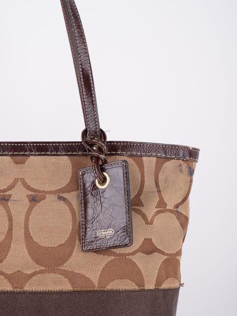 COACH Vintage Signature Brown Trim Tote Bag
