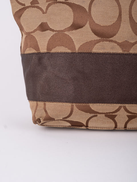 COACH Vintage Signature Brown Trim Tote Bag