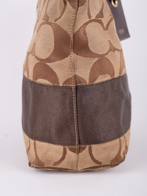 COACH Vintage Signature Brown Trim Tote Bag