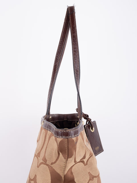 COACH Vintage Signature Brown Trim Tote Bag