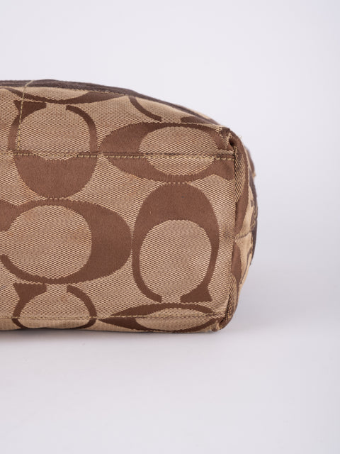 COACH Vintage Signature Brown Trim Tote Bag