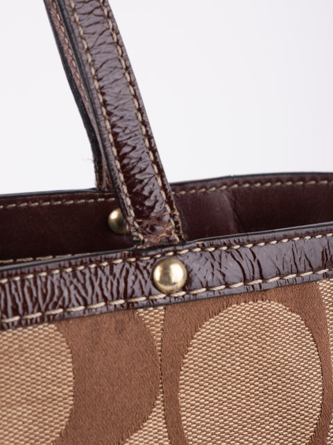 COACH Vintage Signature Brown Trim Tote Bag