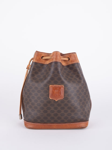 CELINE Vintage Macadam Drawstring Bucket Bag