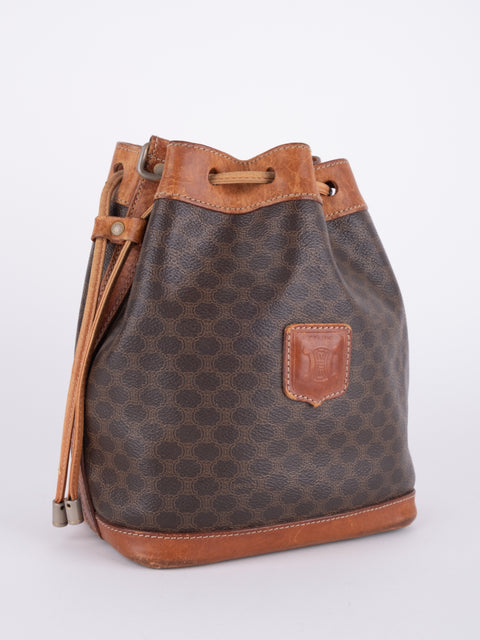 CELINE Vintage Macadam Drawstring Bucket Bag