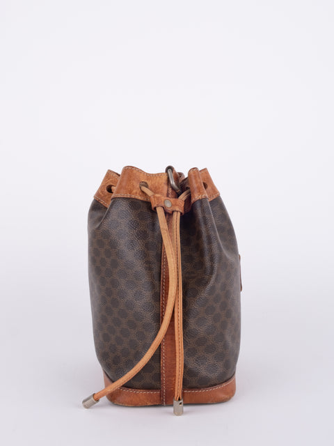 CELINE Vintage Macadam Drawstring Bucket Bag