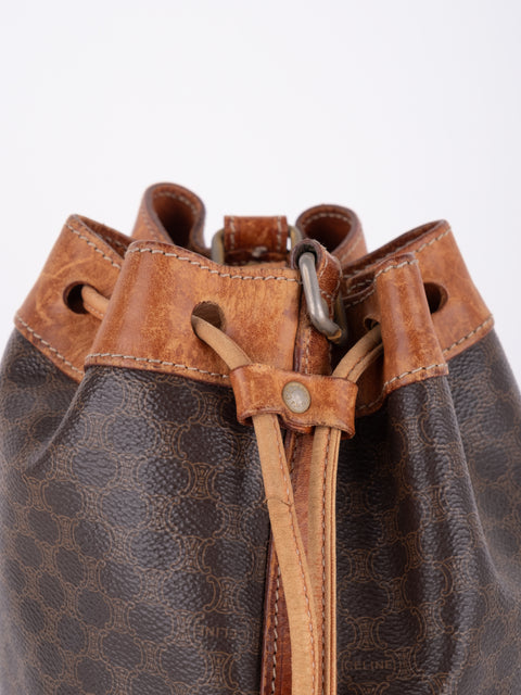 CELINE Vintage Macadam Drawstring Bucket Bag