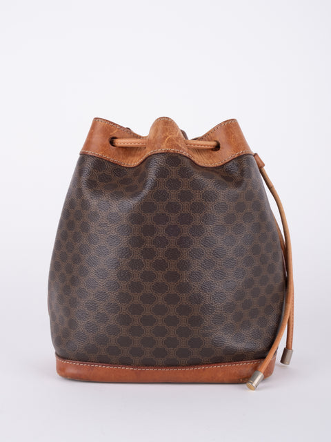 CELINE Vintage Macadam Drawstring Bucket Bag