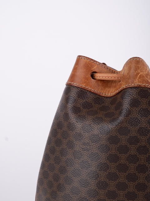 CELINE Vintage Macadam Drawstring Bucket Bag