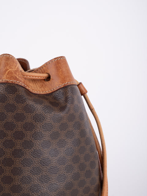 CELINE Vintage Macadam Drawstring Bucket Bag