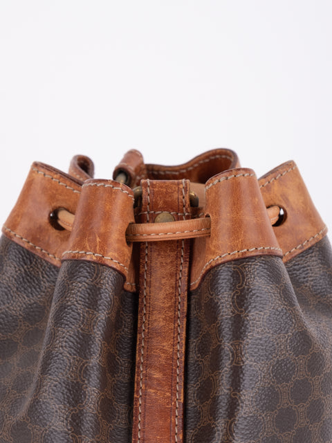 CELINE Vintage Macadam Drawstring Bucket Bag