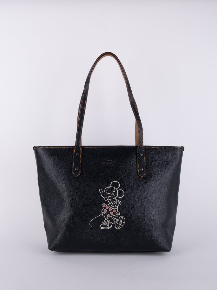 COACH x Disney Vintage Black Tote Bag 2018 פריט ארכיון קשה להשגה