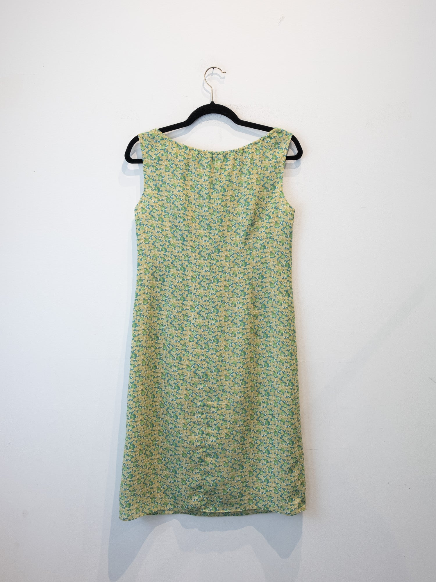 Vintage Green Floral Sleeveless Dress