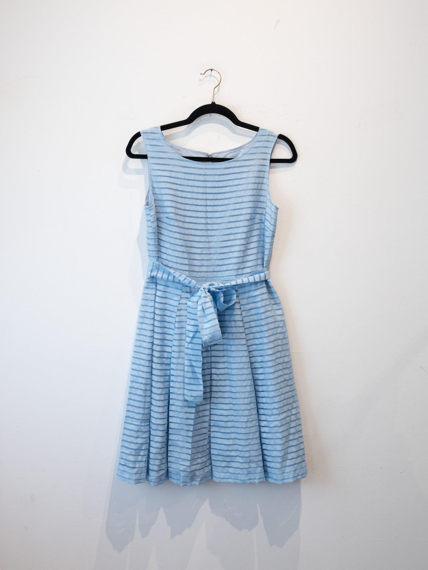Vintage Light Blue Knit Stripe Dress