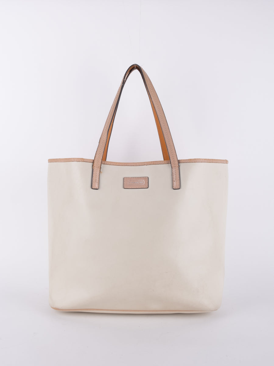 COACH Vintage Ivory Leather Tote Bag