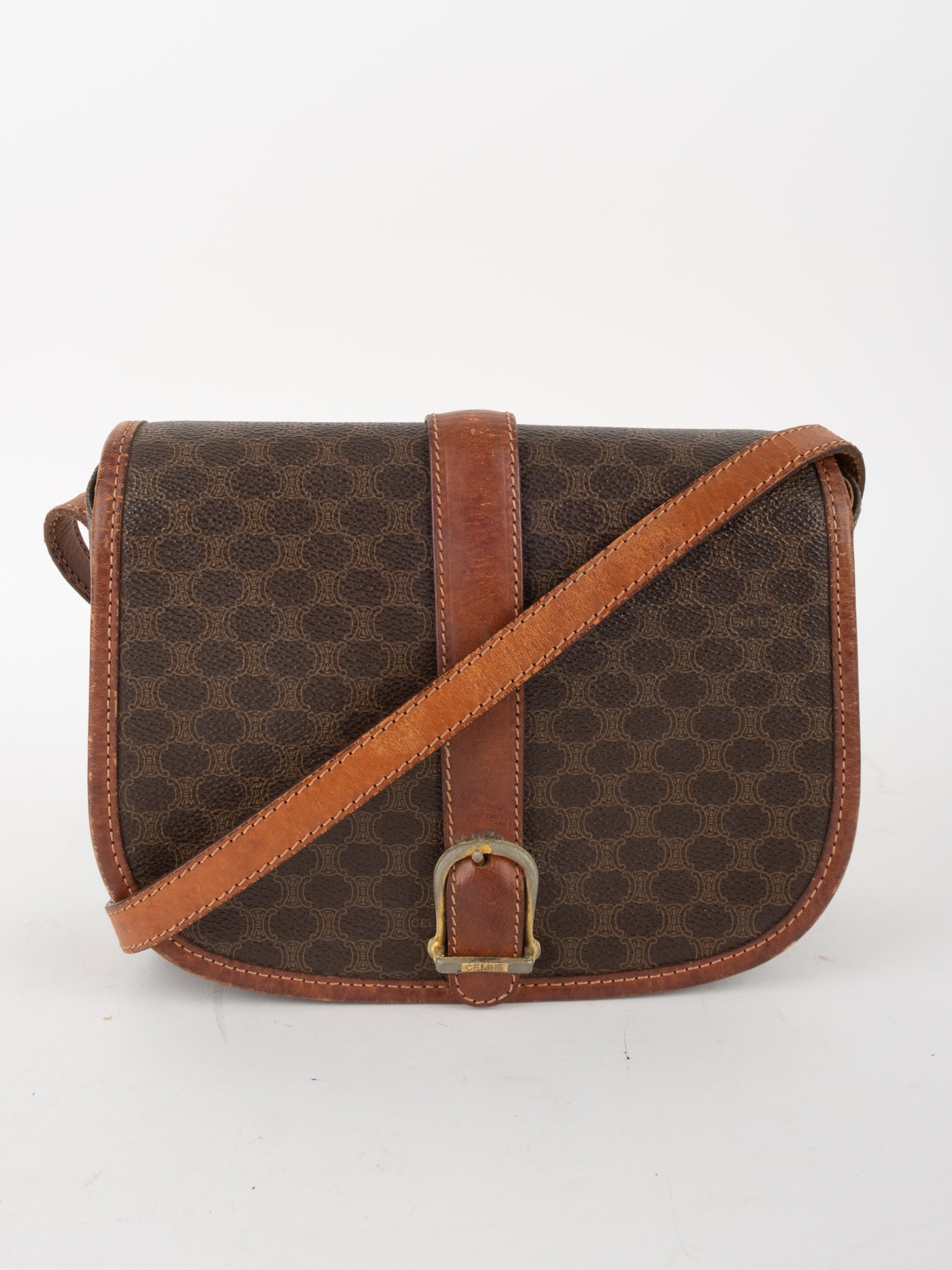 Celine Vintage Macadam Saddle Crossbody Bag