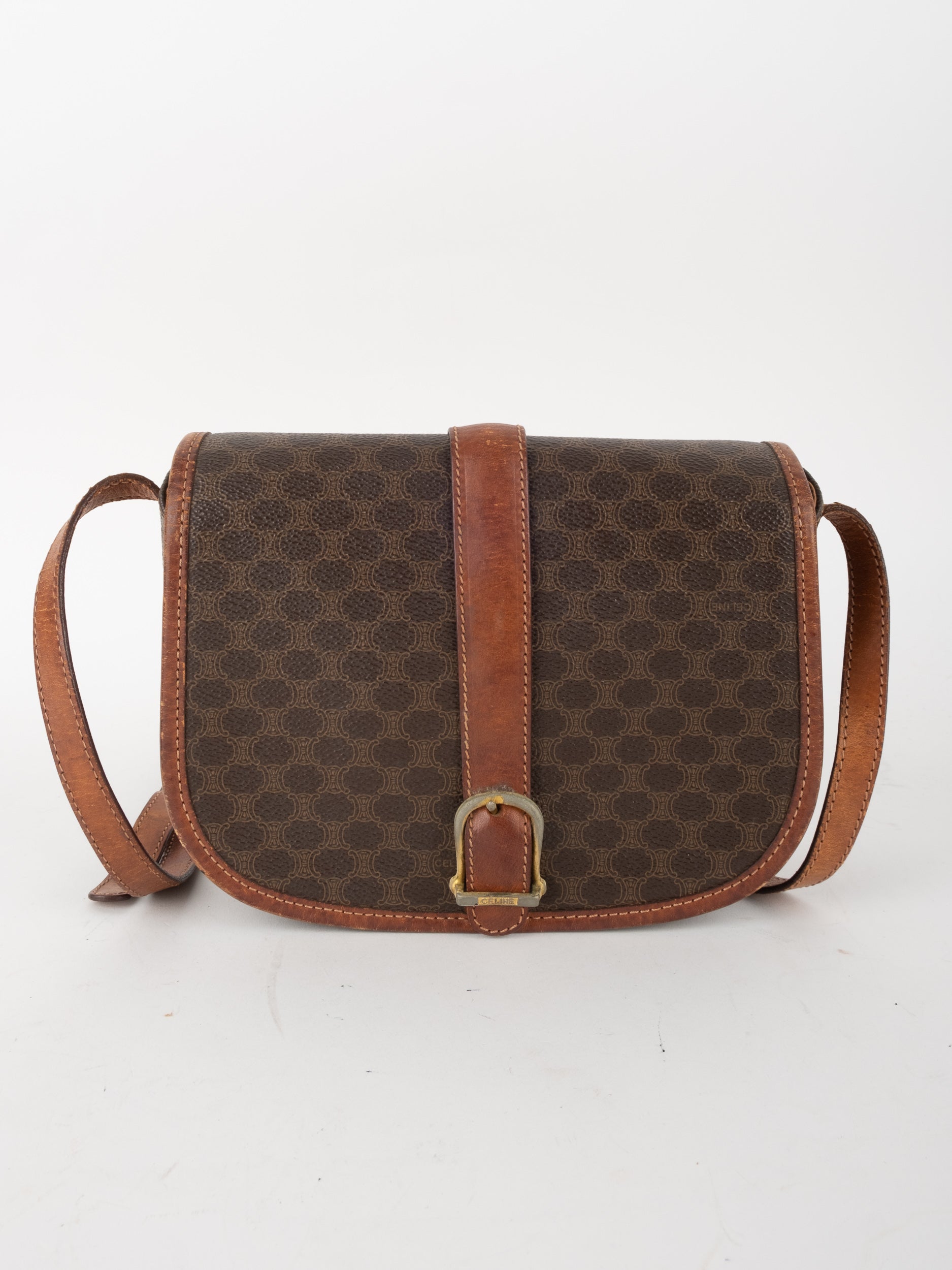 Celine Vintage Macadam Saddle Crossbody Bag