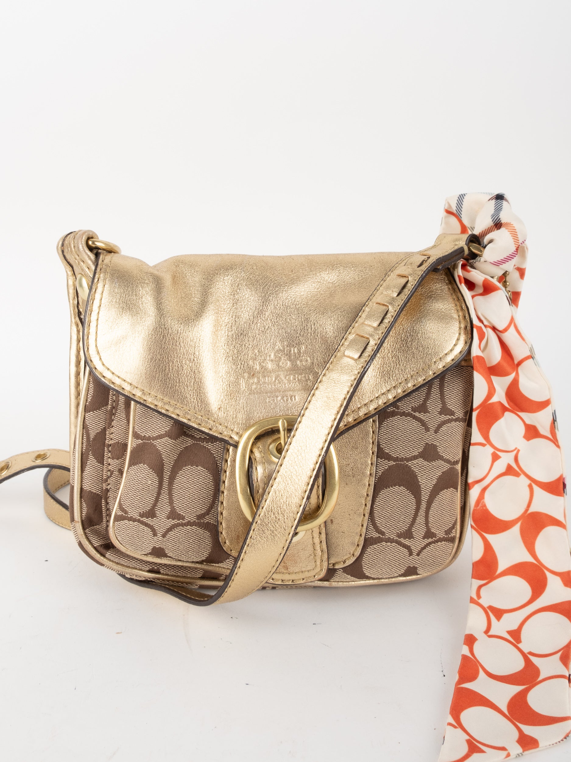 COACH Signature Canvas & Leather Flap Crossbody Bag