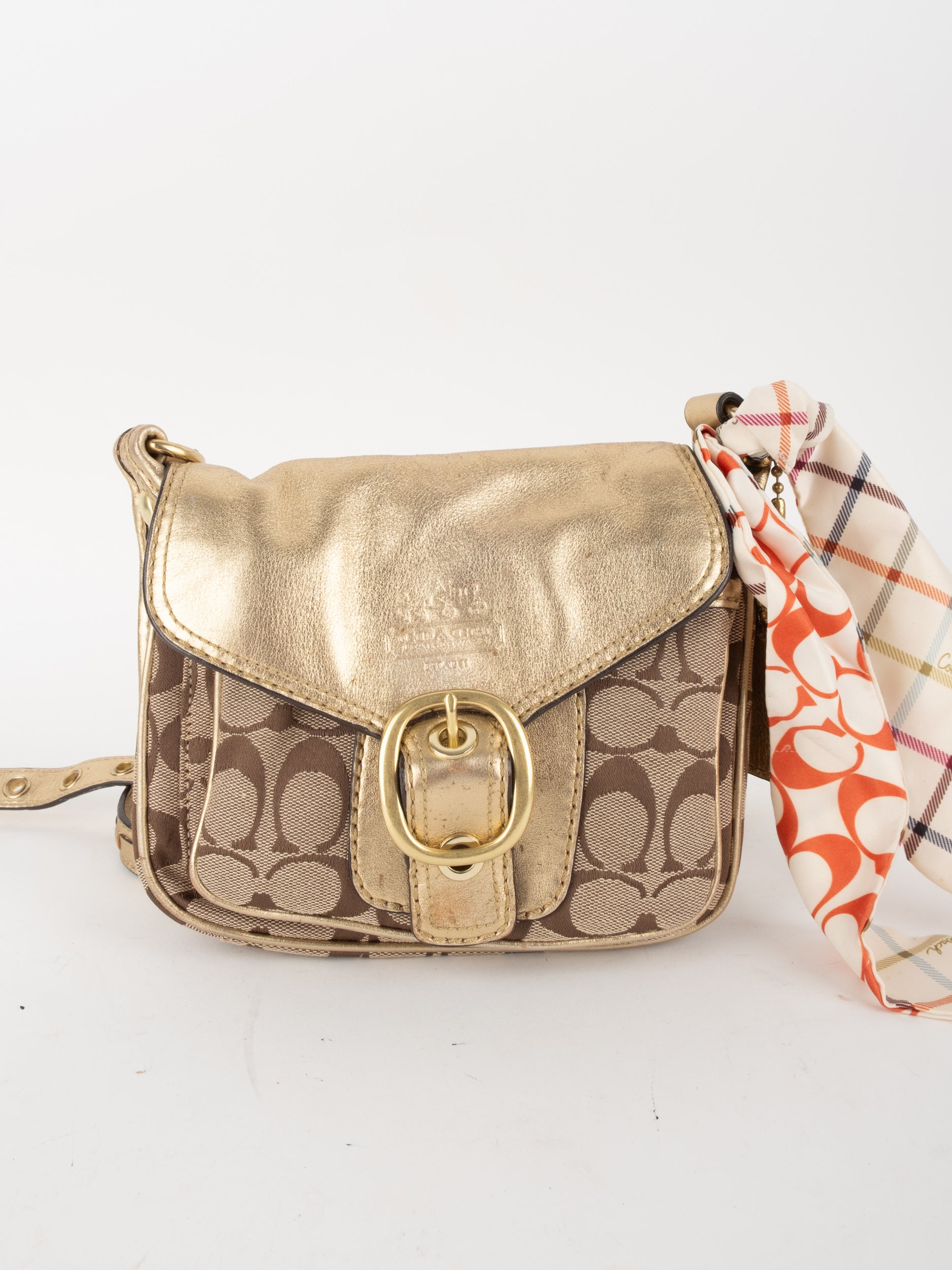 COACH Signature Canvas & Leather Flap Crossbody Bag