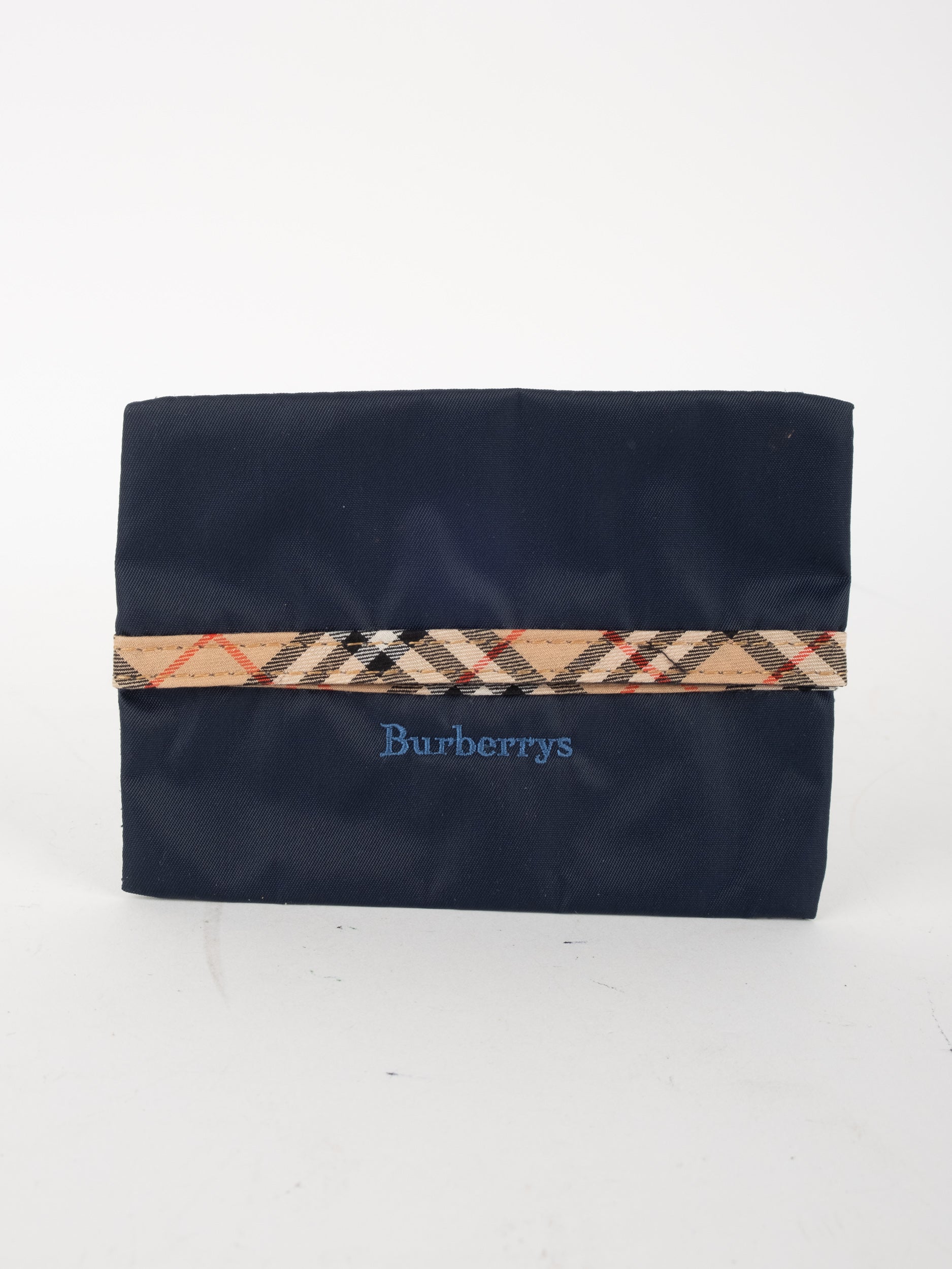 BURBERRY Nylon Check Wallet Navy