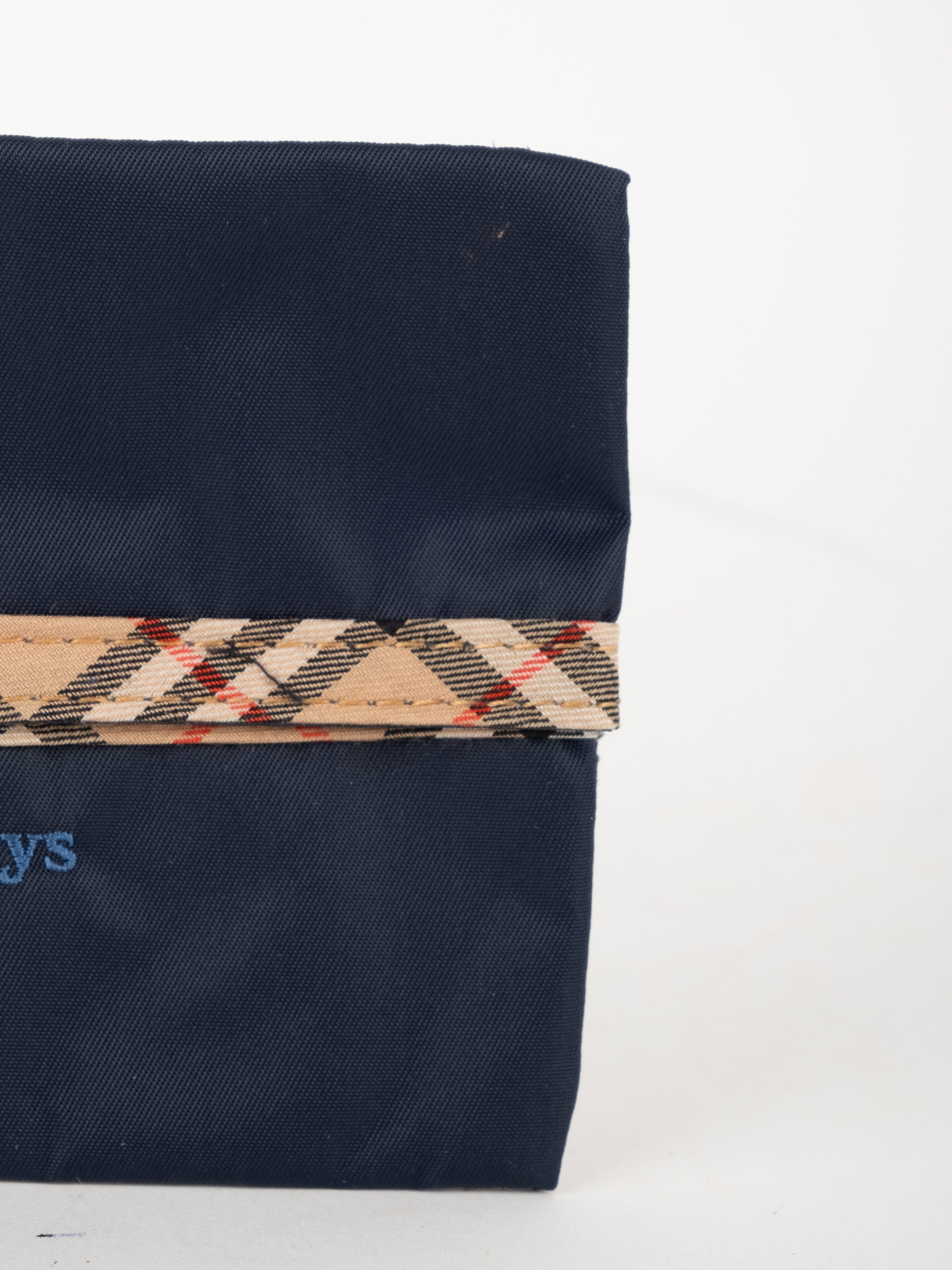 BURBERRY Nylon Check Wallet Navy