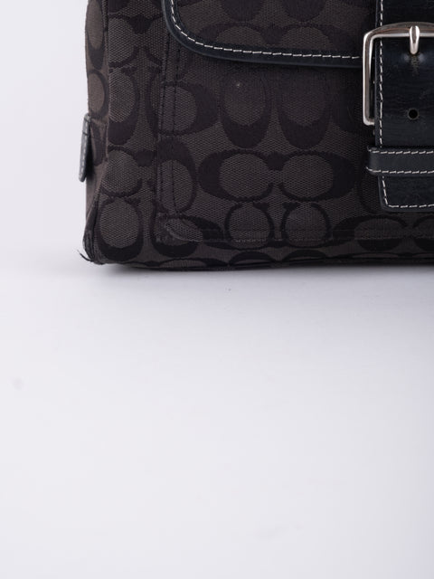 COACH Vintage Black Signature Buckle Satchel Bag