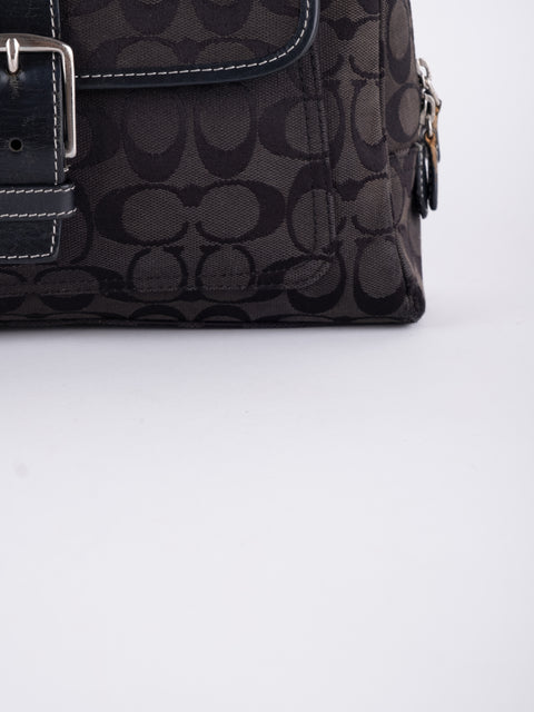 COACH Vintage Black Signature Buckle Satchel Bag
