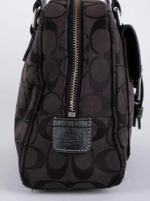 COACH Vintage Black Signature Buckle Satchel Bag