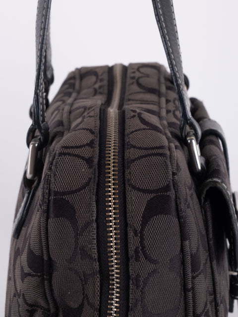 COACH Vintage Black Signature Buckle Satchel Bag