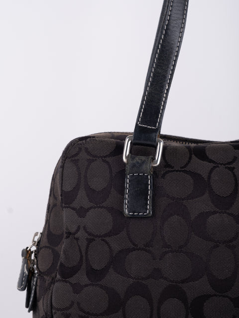 COACH Vintage Black Signature Buckle Satchel Bag