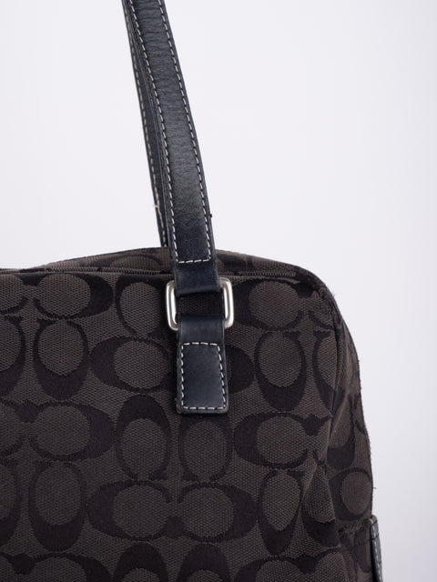 COACH Vintage Black Signature Buckle Satchel Bag