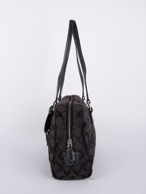 COACH Vintage Black Signature Buckle Satchel Bag