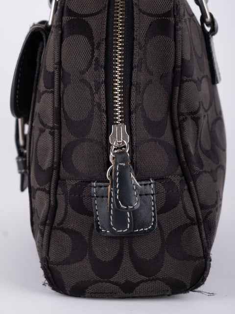 COACH Vintage Black Signature Buckle Satchel Bag