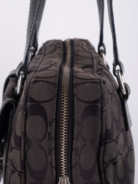 COACH Vintage Black Signature Buckle Satchel Bag