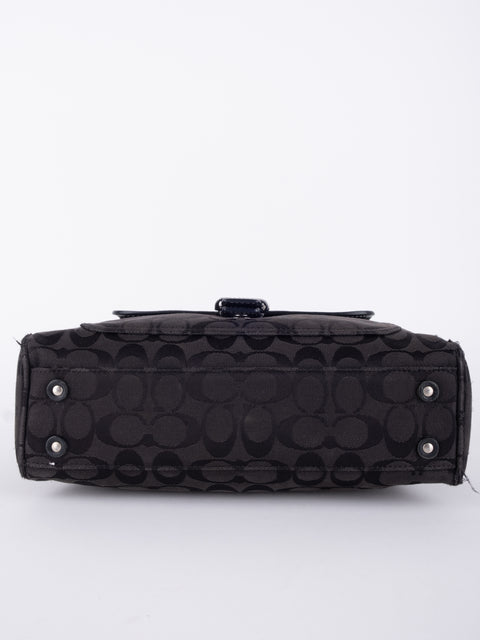 COACH Vintage Black Signature Buckle Satchel Bag