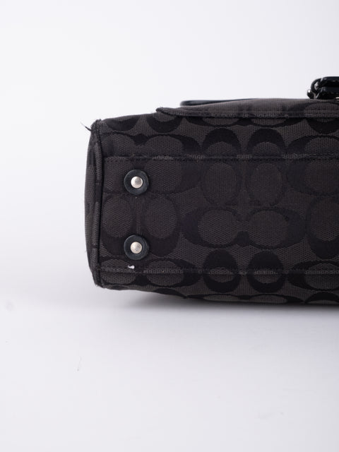 COACH Vintage Black Signature Buckle Satchel Bag