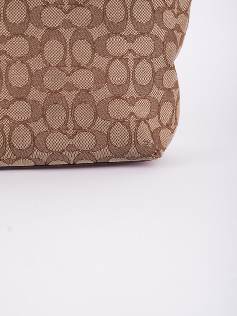 COACH Vintage Signature Red Trim Tote Bag