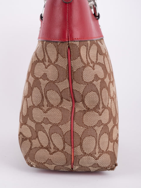 COACH Vintage Signature Red Trim Tote Bag