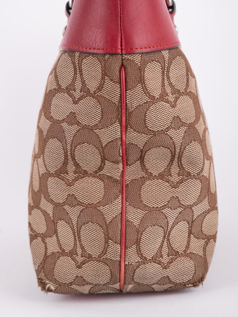 COACH Vintage Signature Red Trim Tote Bag