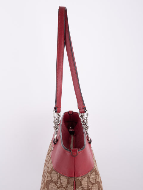COACH Vintage Signature Red Trim Tote Bag