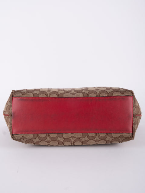 COACH Vintage Signature Red Trim Tote Bag