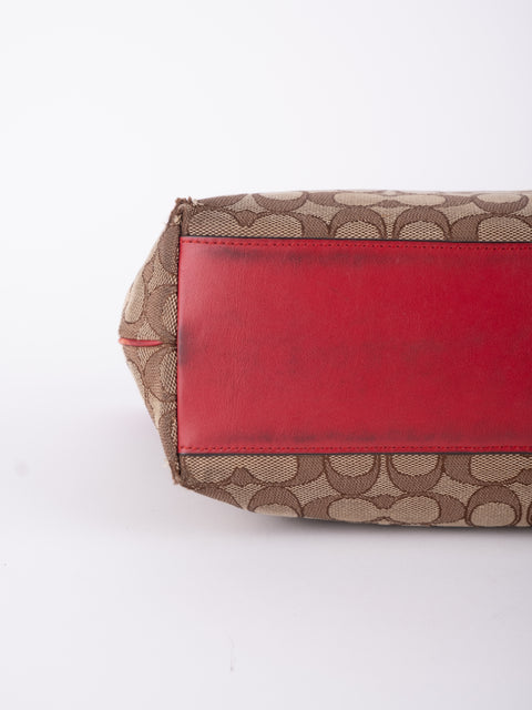 COACH Vintage Signature Red Trim Tote Bag