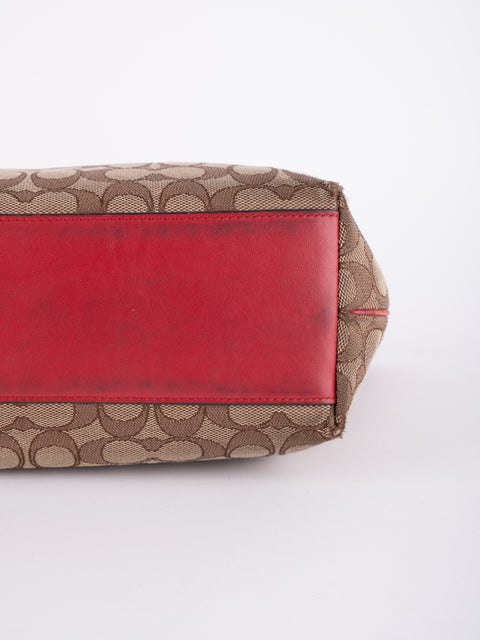 COACH Vintage Signature Red Trim Tote Bag