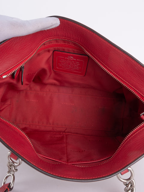 COACH Vintage Signature Red Trim Tote Bag