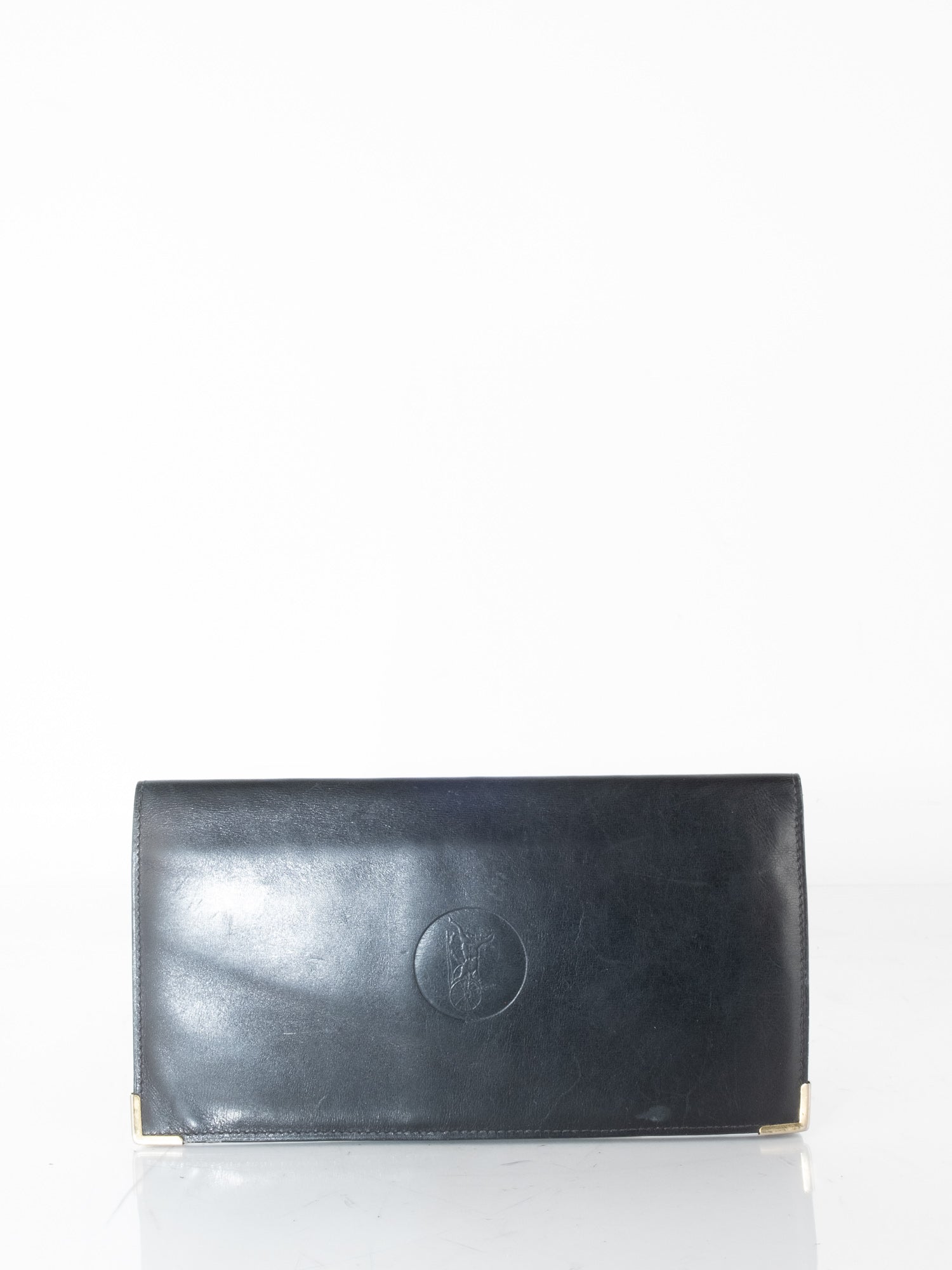Celine Long Wallet – Black Leather with Gold Details