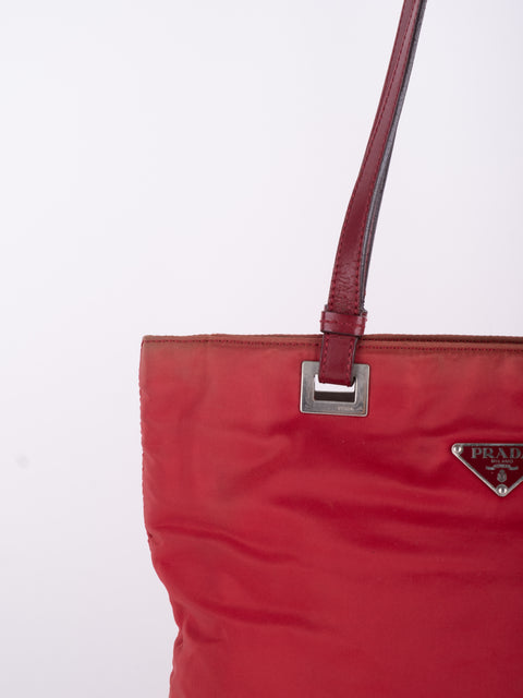 PRADA Vintage Red Nylon Tote Bag