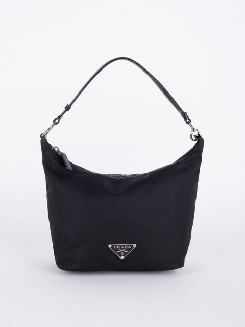 PRADA Vintage Black Nylon Hobo Bag