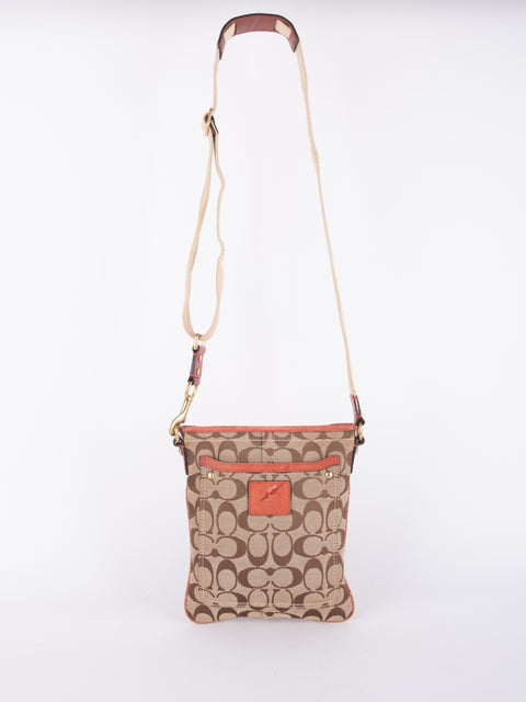 COACH Vintage Signature Orange Trim Crossbody Bag